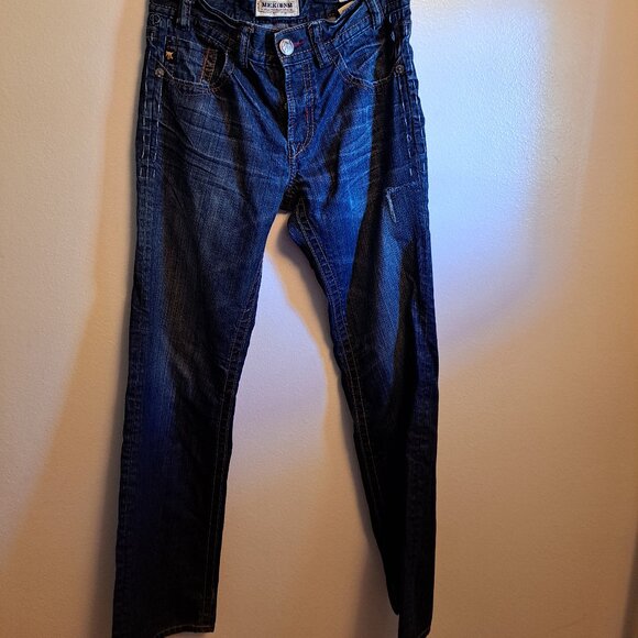 Mek Denim Moscow Slim Boot Distressed Jeans W/ Embroidered Pockets&Button Fly - Picture 5 of 13